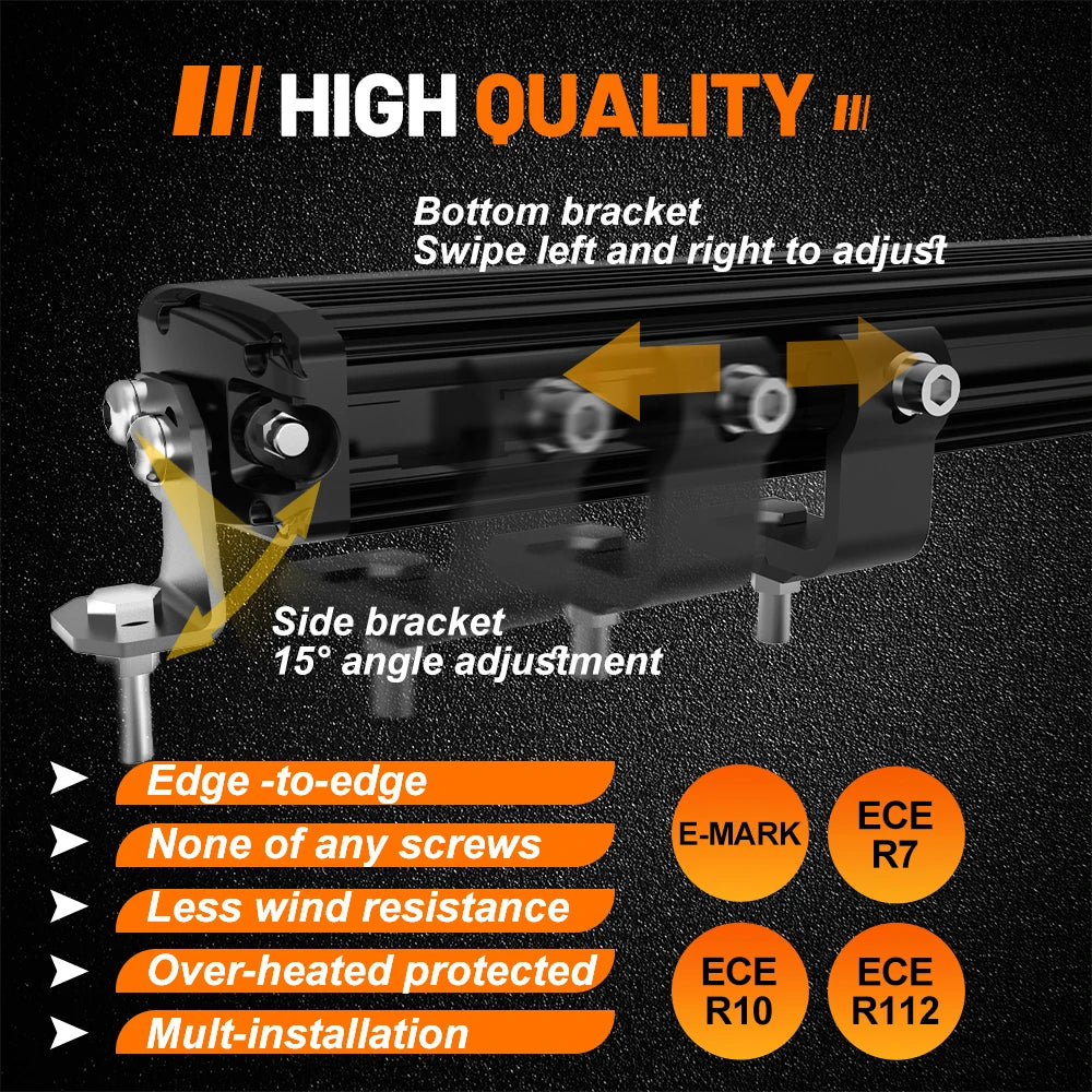 CO LIGHT 42 inch Single Row Off Road LED Driving Roof Bumper Light Bars DRL 2 Style Mounting Brackets for Off road ATV UTV SUV