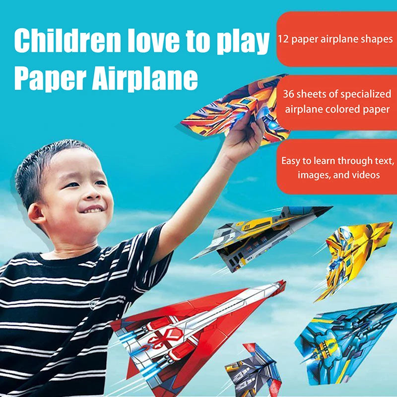 1set Paper Airplane Origami Belt Tutorial For Children Fun Handmade Three-dimensional Airplane For Baby Educational Toys