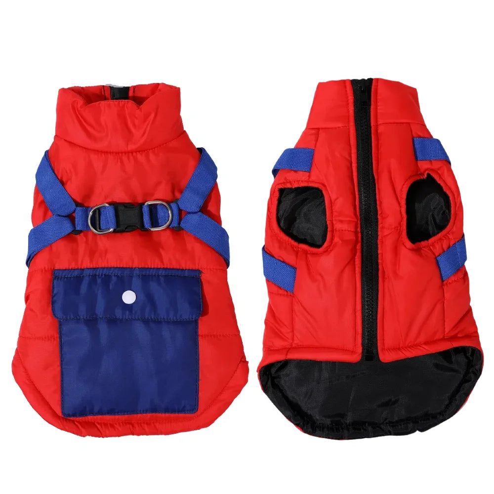 Warm Dog Coat For Autumn Winter Windproof Dogs Jacket With Harness Outdoor Waterproof Puppy Jacket For Small Medium Dogs Bulldog