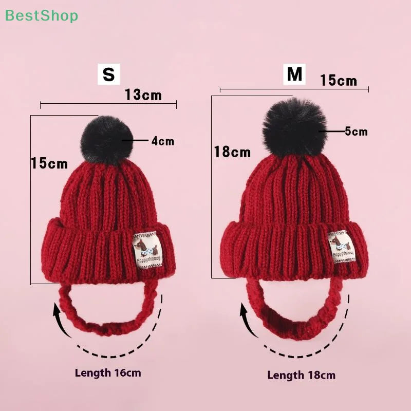 Winter Pet Dog Knitted Hat Ear Exposed Headgear Windproof Fashion Cat Headband Autumn And Winter Fur Ball Pet Dress Up Supplies