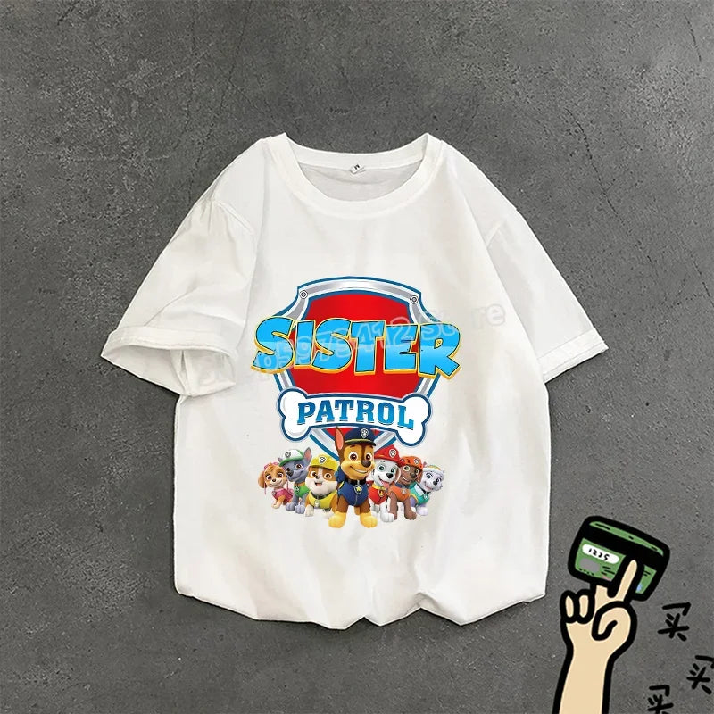 Paw Patrol Summer Tops Cotton T-shirt White Shirt Print Women Cartoons Fashion Black Clothes Man Adult Tee Short Sleeve Clothing