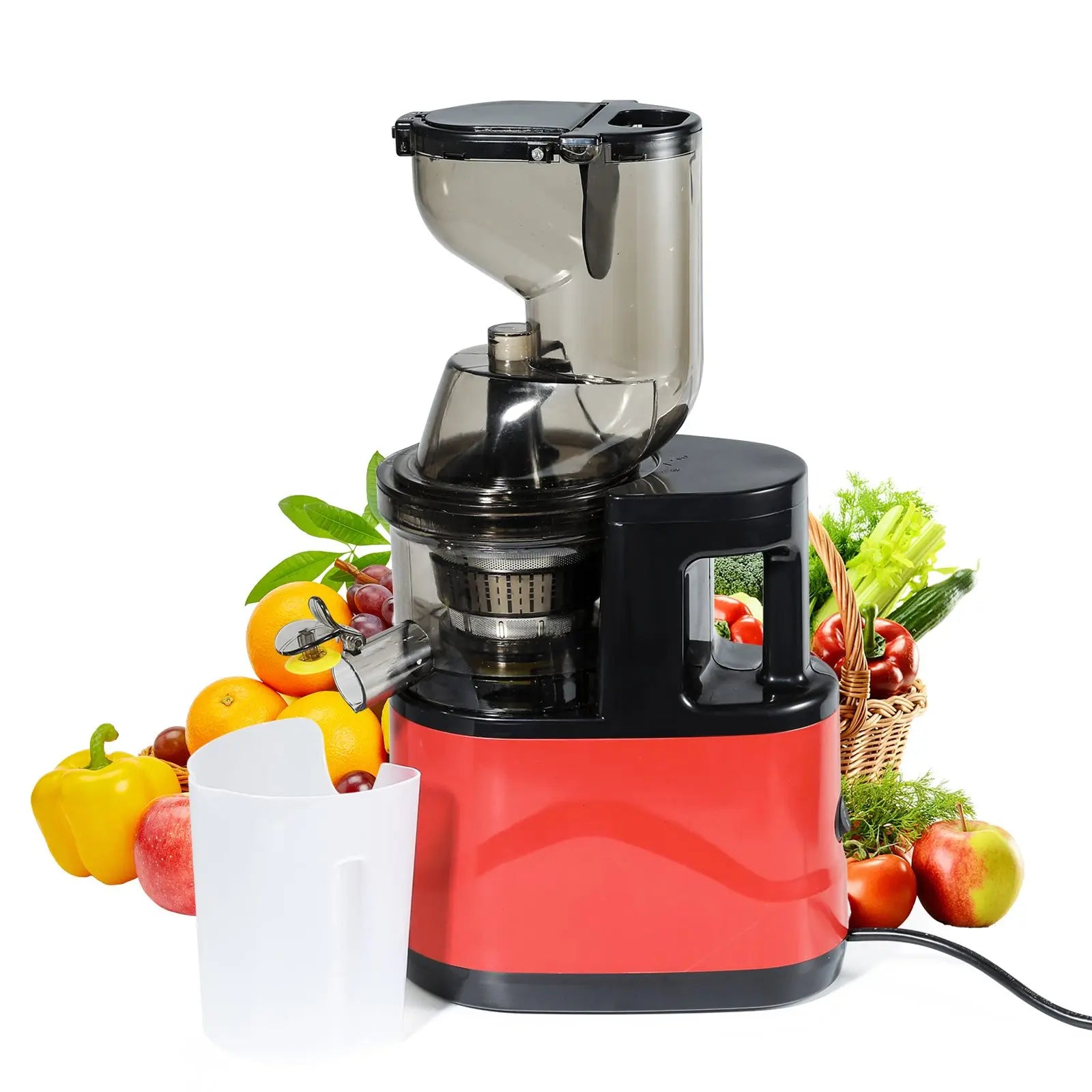 Cold Press Juicer,with large caliber Feed Chute,Fit Whole Fruits & Vegetables,High Juice Yield,BPA FREE Slow Masticating Juicer