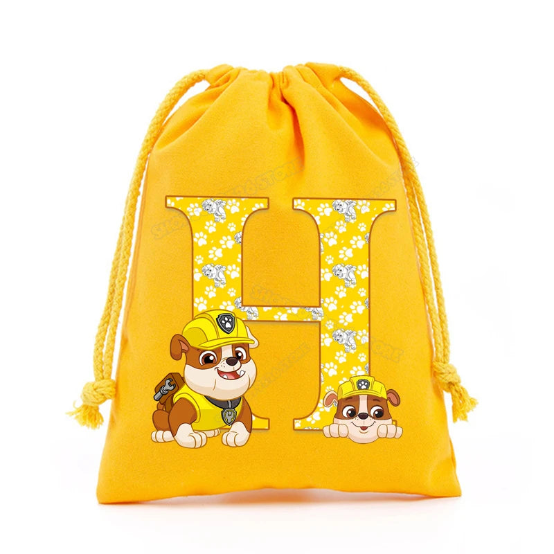 Paw Patrols Drawstring Storage Bag Rubble A-Z Letter Candy Gift Package Cartoon Key Pouch  Earphone Data Cable Dustproof Sacks