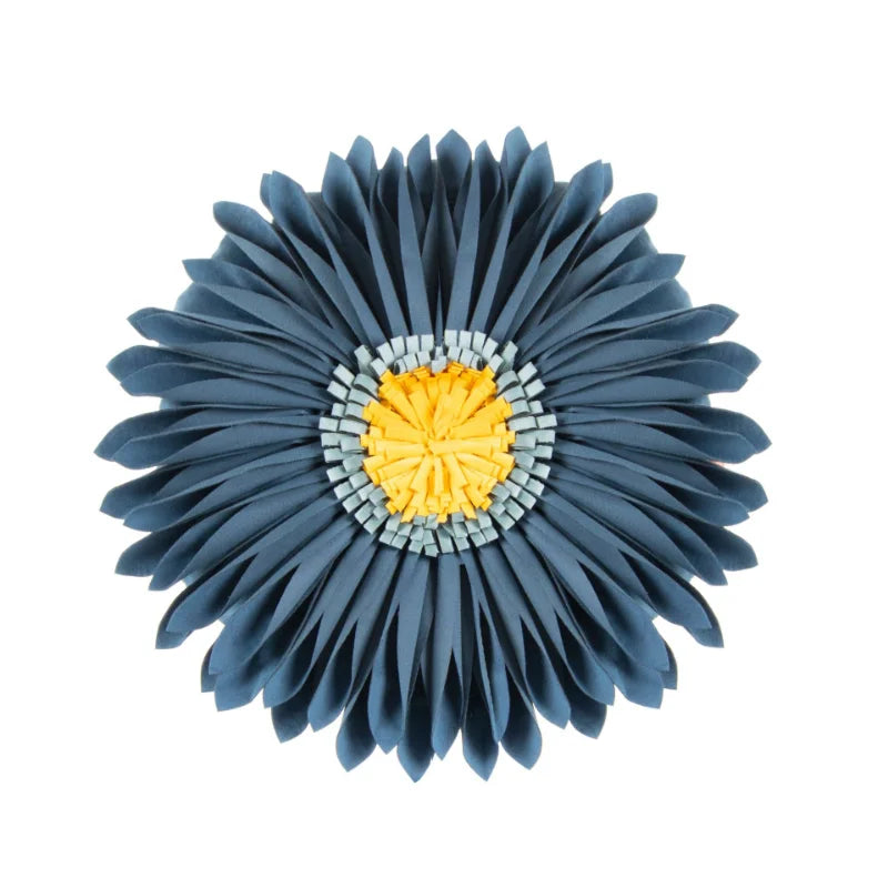 Modern Style Yellow White Throw Pillows Round  45*45 Velvet Stitching 3D Chrysanthemum Cushion Cover Waist Blue Cute Pillowcase