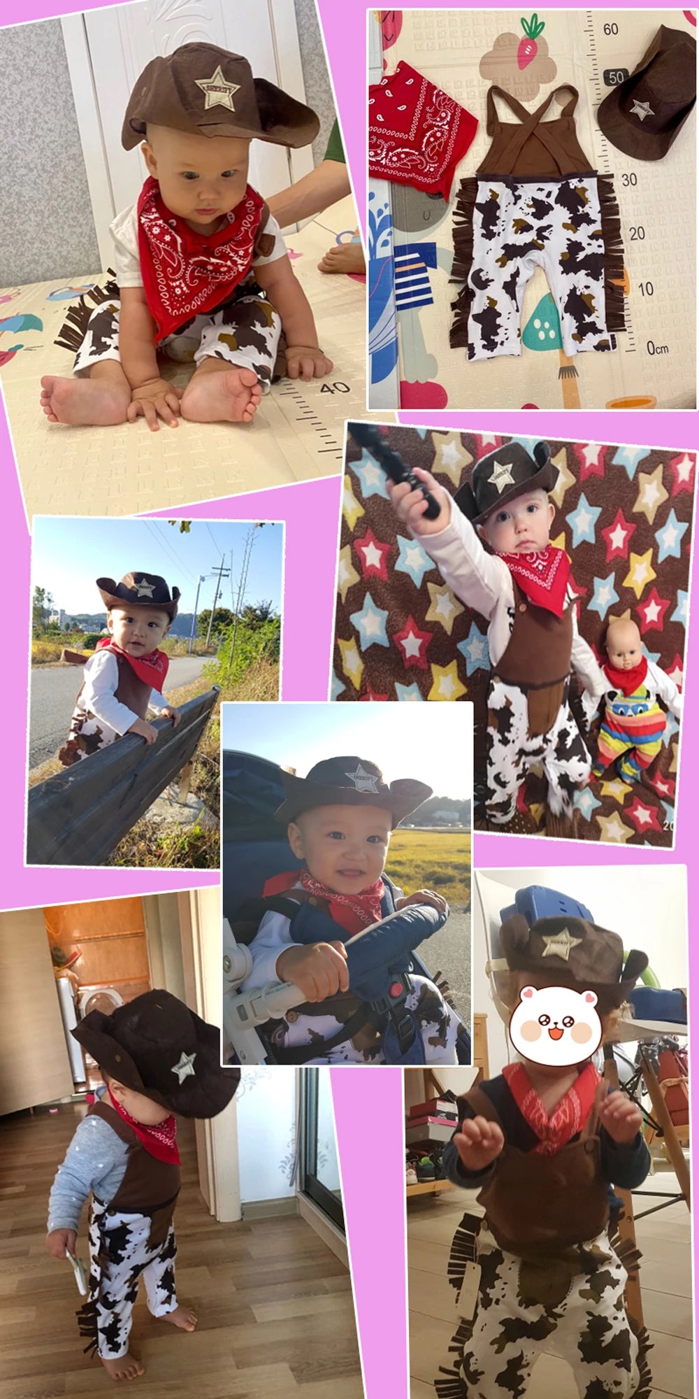 Umorden 3-24M 2-3T Toddler Infant Baby Boys Cowboy Costume Romper 3pcs/set Suspenders Style 4 Seasons 2 Wear Way