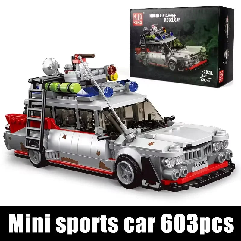 MOULD KING 27020 Technical Car Toys The Mini Ghost Bustered ECTO-1 Car Model Assembly Building Block Brick Kids Christmas Gifts