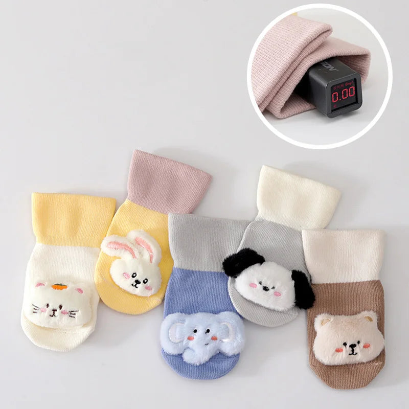 Winter Warm Baby Socks Cute Cartoon Animals Baby Boys Girls Mid Tube Sock Newborn Infant Non-slip Floor Socks