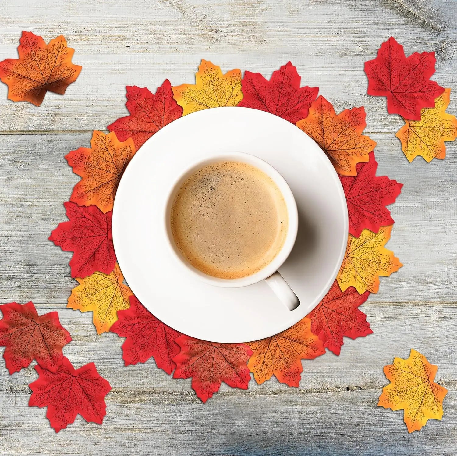 Yannew 500pcs Artificial Fall Maple Leaves Silk Leaf for Craft DIY Thanksgiving Wedding Party Decoration Autumn Home Table Decor