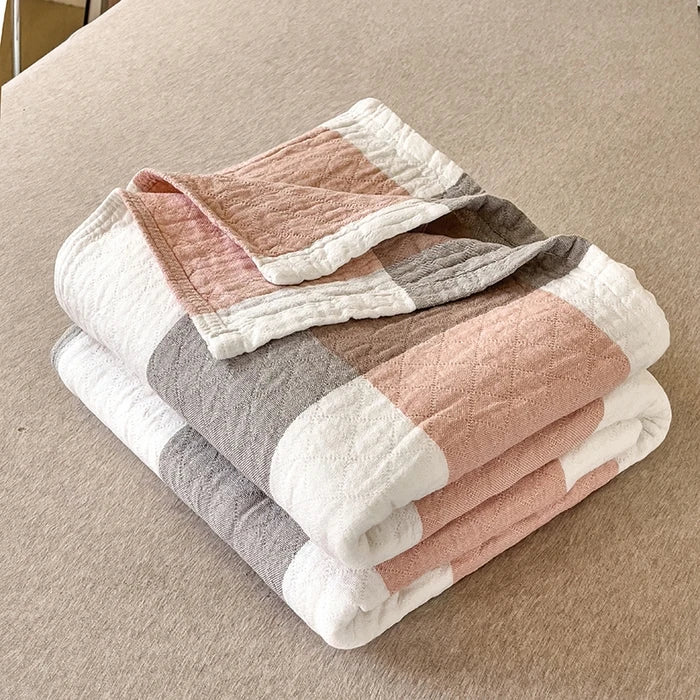 2025 Japanese-style cotton washed cotton towel quilt, three-layer gauze thin summer cool quilt, office nap blanket, sofa blanket