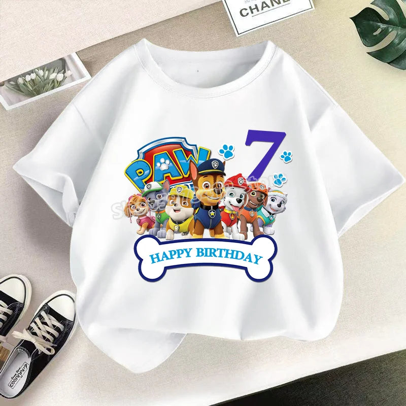 Paw Patrol Child Short Sleeve T-shirt Cartoon Chase Skye Printed Pullover Boys Girls Summer Breathable Casual Cotton Tops Gifts