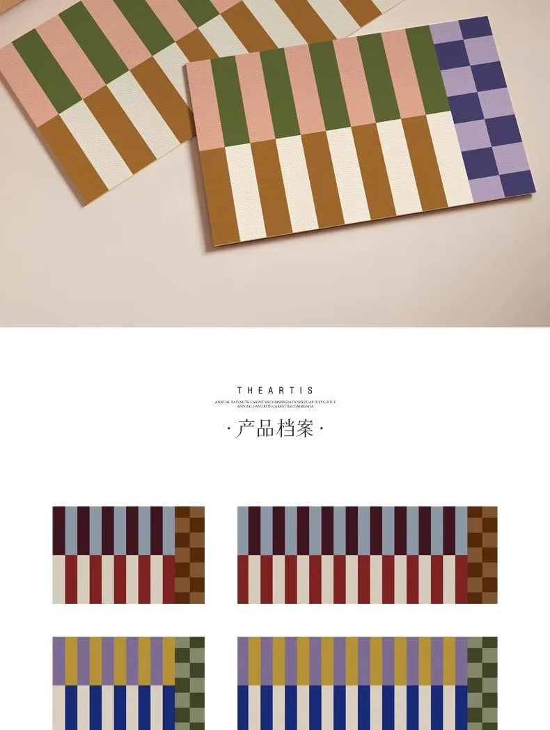 VIKAMA Retro Striped Simple Kitchen Floor Mats Diatomite Water-Absorbent Non-Slip Foot Mats Scrubbable Home Decoration Summer