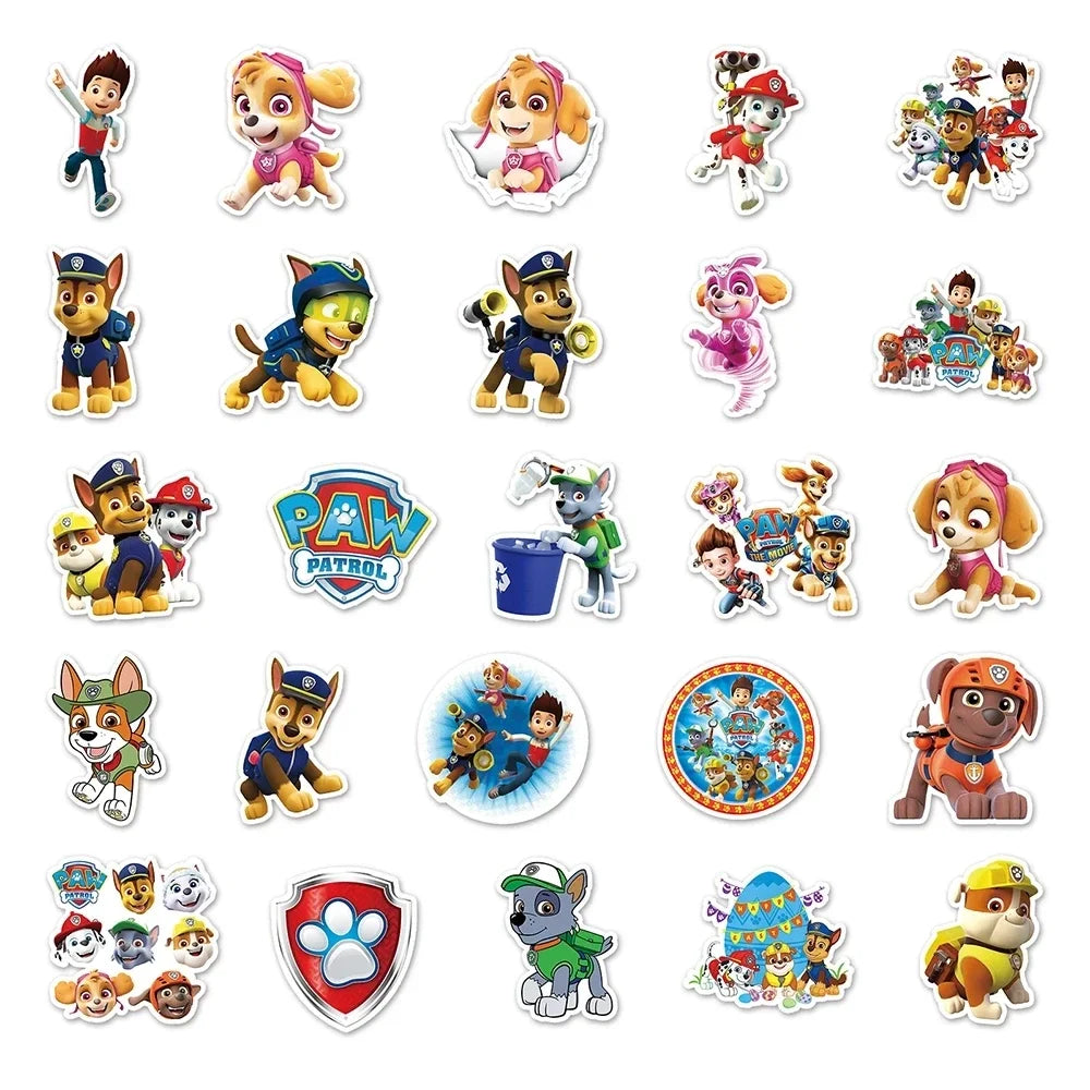 10/30/50PCS PAW Patrol Chase Stickers Cute Cartoon DIY Decoration Waterproof Luggage Notebook Skateboard Fridge Phone Kids Toys