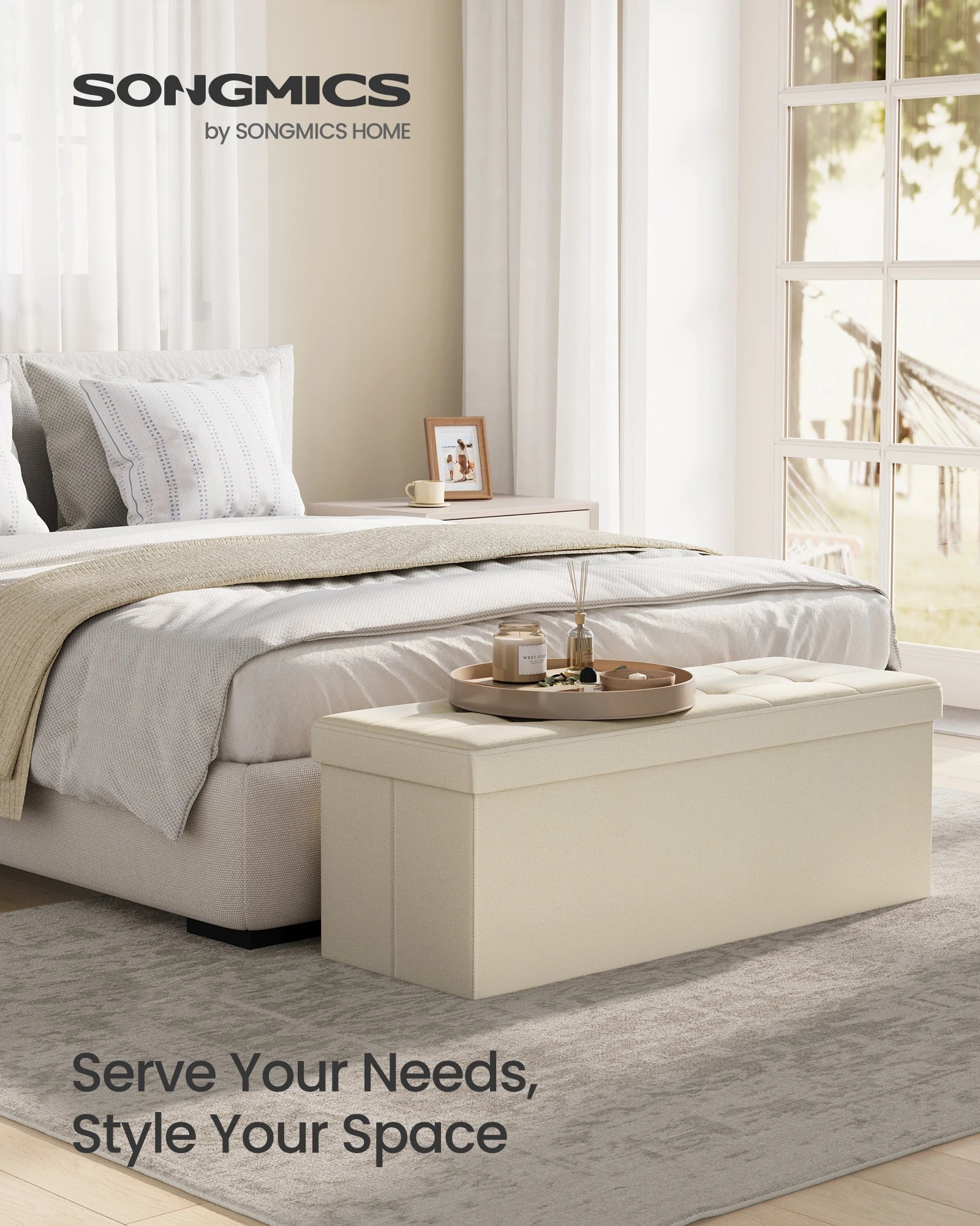 Bly GMICS MAZIE-Banc de Rangement Pliant pour Amaran 43, Support de Pied, Banc d'Extrémité de Lit, Coffre de Rangement