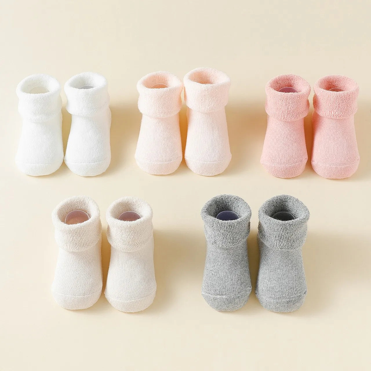 5 Pairs Baby Socks Winter Thick Terry Kids Mid Tube Socks For Girl Boy Solid Color Warm Newborn Anti Slip Floor Socks
