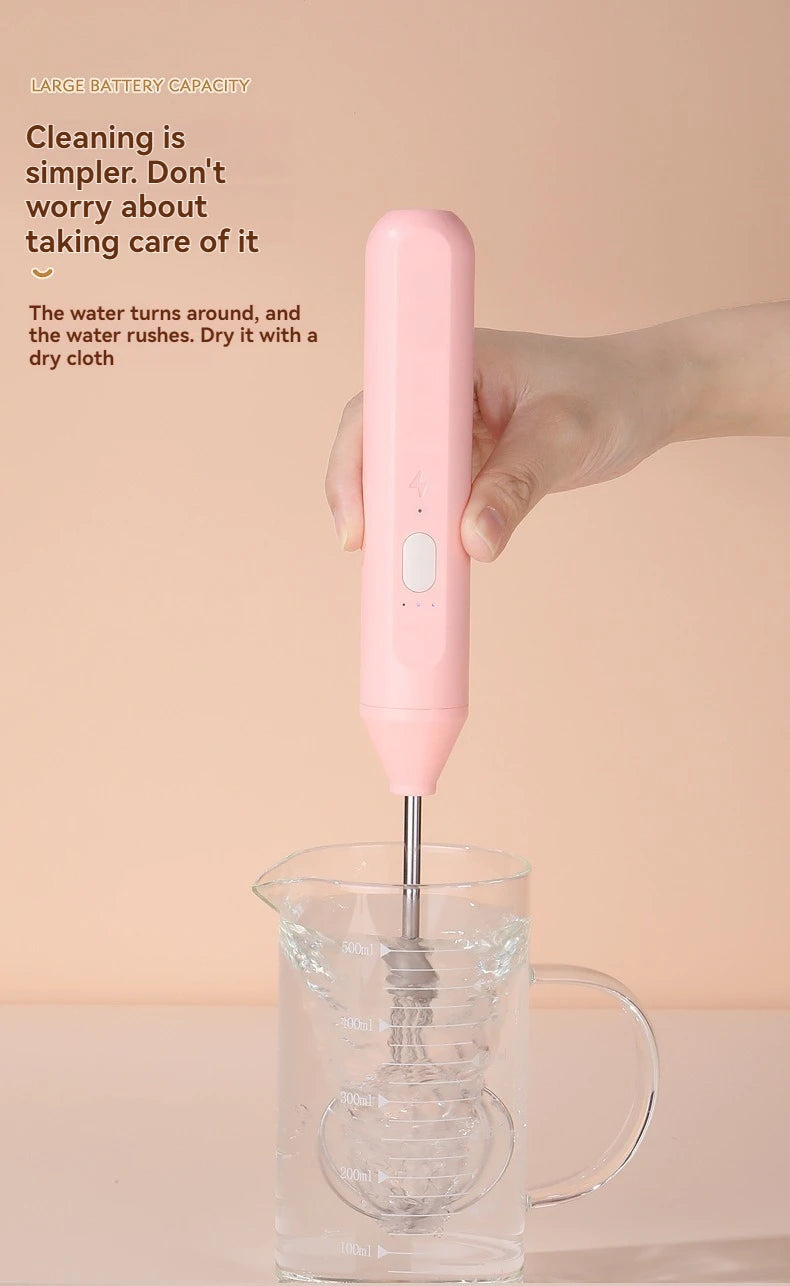 Cordless Multi-Use Whisk System | Compact Handheld Mixer with Milk Frother & Auto-Stirring for Baking, Coffee, and Cream