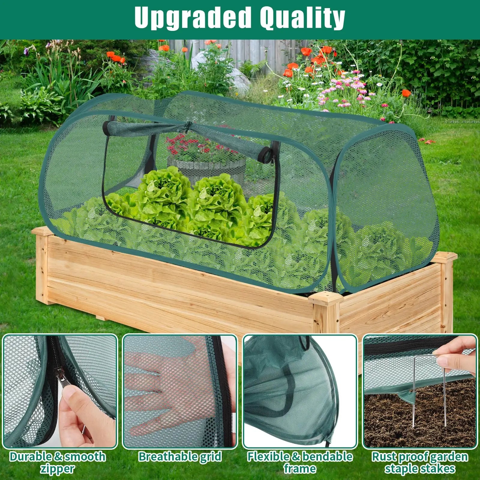 Net Cage Guard Vegetables, Seedlings Herbs Bed Vegetables Large Pop Up Mesh Plant Cover Protector Raised Garden & Flower Bed