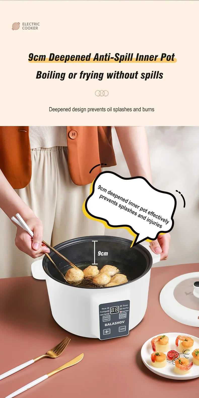 220V Household Multi Cookers 3.5L Electric Cooker Non-stick Cooking pot Hot Pot Smart Rice cooker Cooking Appliances