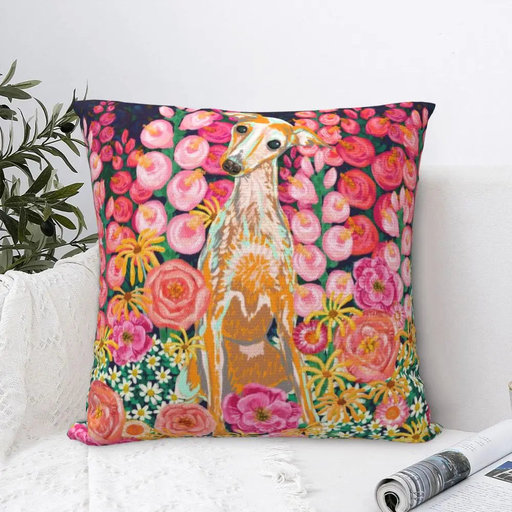 Custom Cute Whippet Greyhound Pillow Case Decor Home Hound Dog Luxury Cushion Cover Car Pillowcase