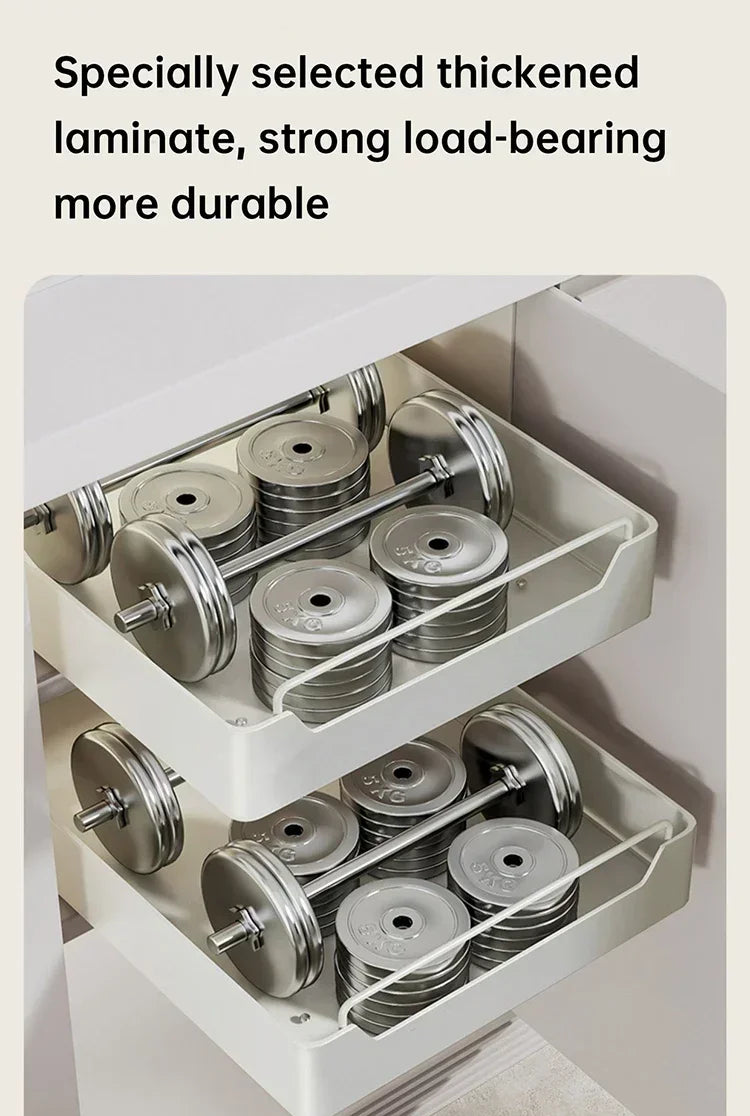 ZEXEF Kitchen Storage Box with Sliding Rail Pull-out Cabinet Storage Rack Spice Pantry Shelves Drawer Kitchen Organizer Basket