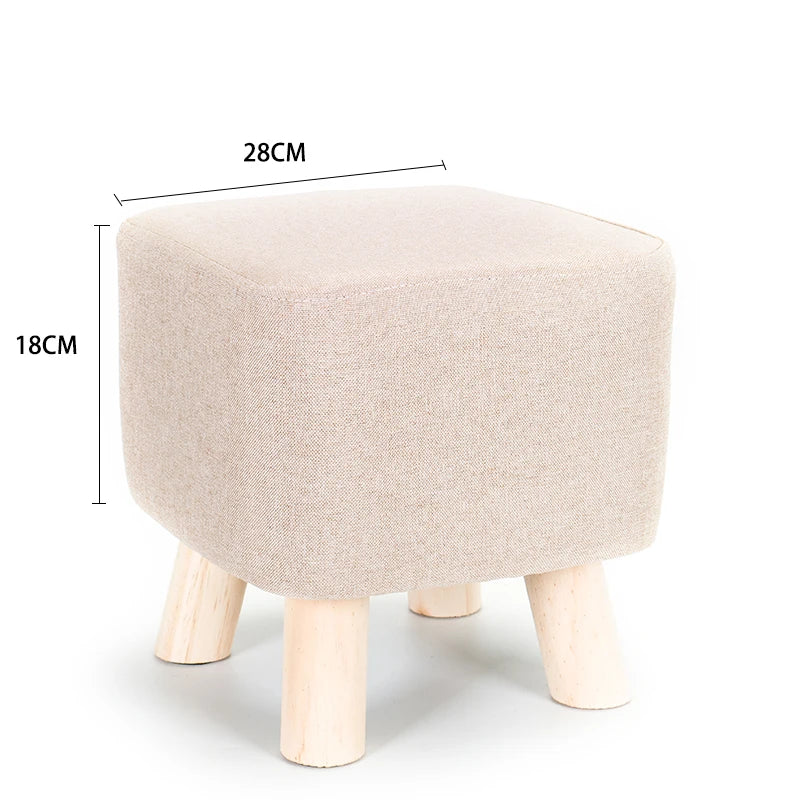 Elastic Footstool Cover Cotton Linen Stretch Sofa Protector Ottoman Slipcover Washable Ottoman Pouffe Foot Rest Stool Covers