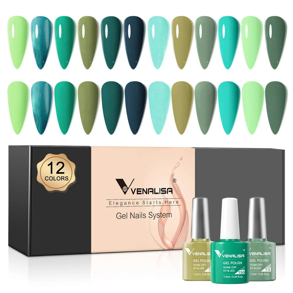 12pcs/kit Venalisa Vernis à ongles gel pigmentée Terre brune