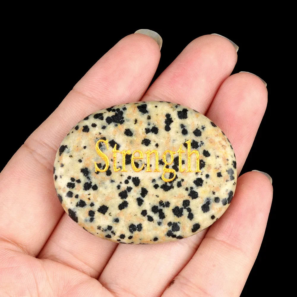 Natural Crystal Engraved Different Inspirational Word Worry Stones Reiki Healing Christmas Thanksgiving Gifts