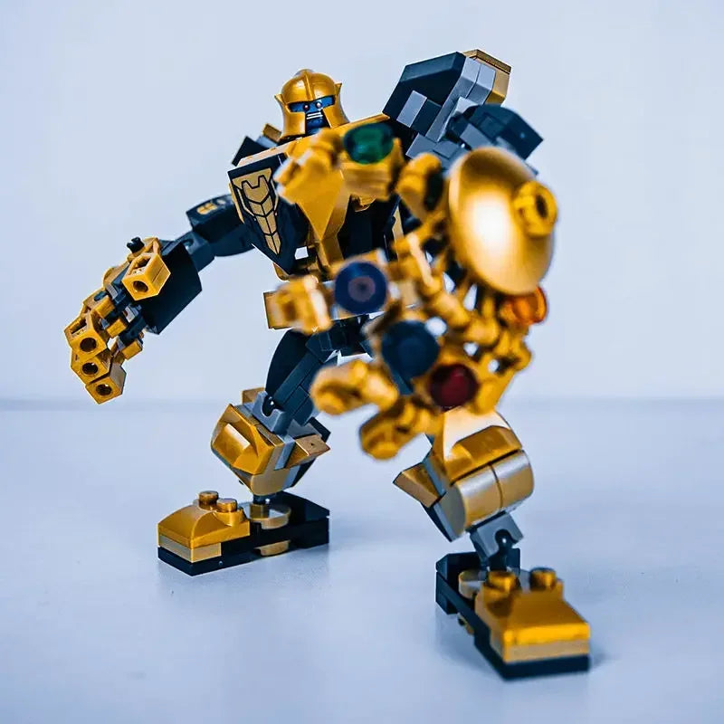 Marvel Captain America  Iron Man Venom Wolverine Thor Black Panther Thanos Doll Mecha Man Doll Building Block Assembly Toy Model