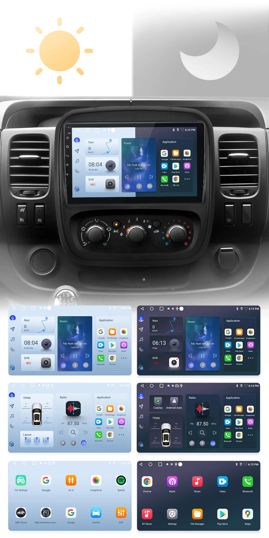 CarPlay Android Auto Autoradio pour Renault Trafic 3 2014 a 2021 et Opel Vivaro B de 2014 à 2018