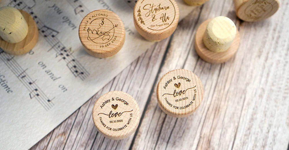 Custom 10/50/100pcs Wine Cork Stoppers Wedding Party Thank You Favors for Guest Engraved Wooden Bottle Cork Stopper