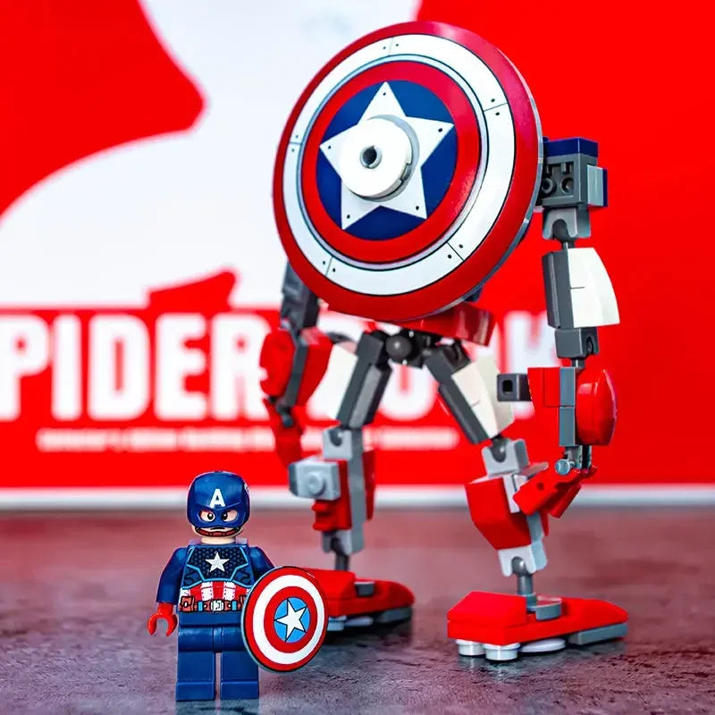 Marvel Captain America  Iron Man Venom Wolverine Thor Black Panther Thanos Doll Mecha Man Doll Building Block Assembly Toy Model