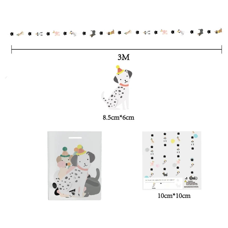 Pet Theme Decoration Cute Cartoon Dog Paw Print Garland Birthday Baby Shower Gift Giving Party Background Hanging Banner Prop
