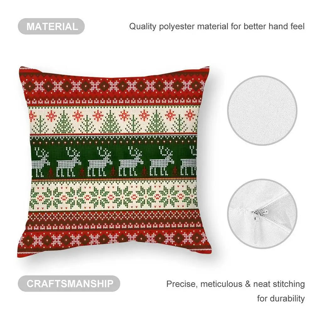 Christmas Plaid Pillow Case Sofa Living Room Bedroom Double-sided Printing Square Cushion Nap Time Pillow Case