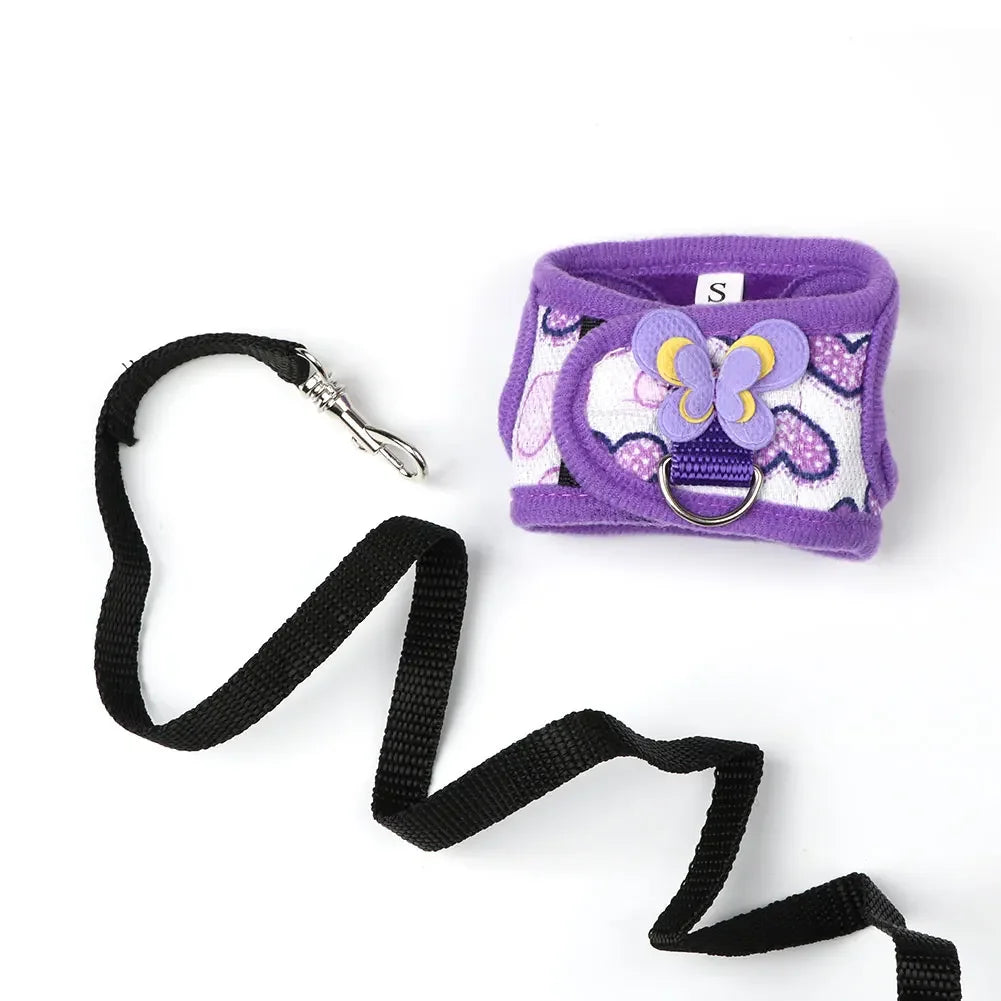 Small Pet Two-legged Chest Strap Outdoor Traction Rope Leash Clothes For Chinchilla Dutch Guinea Pig Breathable Denim Corset