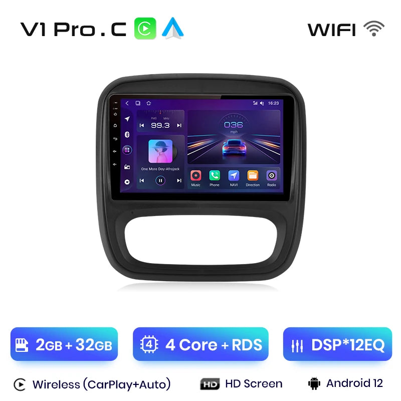 CarPlay Android Auto Autoradio pour Renault Trafic 3 2014 a 2021 et Opel Vivaro B de 2014 à 2018