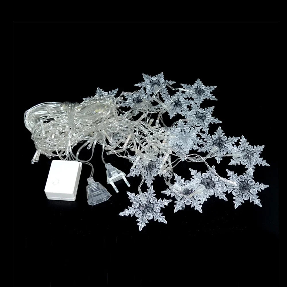 Christmas Snowflake Fairy Lights 4M 96Led Curtain Lights Snowflake String Lights for Halloween Thanksgiving Christmas Decoration