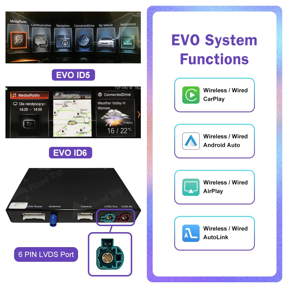 Road Top Wireless CarPlay for BMW X3 F25 G01 X4 F26 CIC,NBT,EVO System 2011-2020, with Android Mirror Link AirPlay Carplay Kits