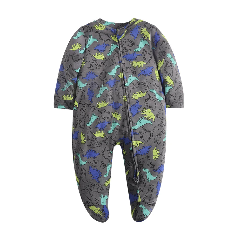 Newborn Footed Pajamas Zipper Girl and Boy Romper Long Sleeve Jumpsuit Cotton Solid White Fashion 0-12 Months Baby Clothes