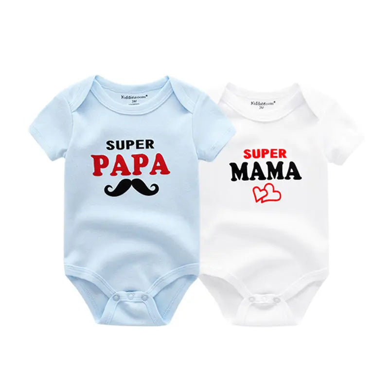 2-Piece Set Baby Short Sleeve Triangle Bodysuits I Love Dad I Love Mom' Design Holiday Infant Clothing Newborn Boy Girl Outfits