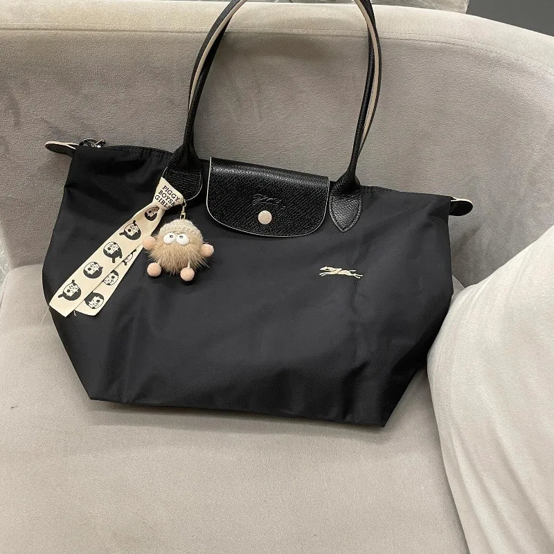 1 Women foldable hobos nylon Handbag Bags Classics Lady Tote Bag embroidered Shoulder Bags short and longchamp handles bags