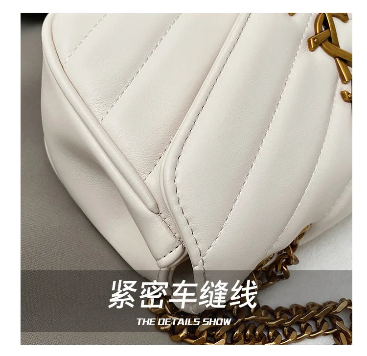 2025 Embroidered Quilted Chain Bag, Women's Luxury Crossbody Purse, Vintage Diamond Pattern Shoulder Bag with Stitching