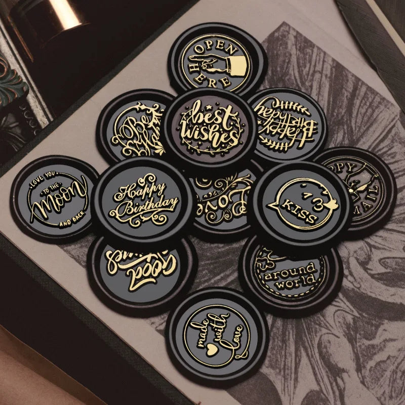 English Blessings Seal Head Wax Stamp Envelope Sealin Greeting Card Gifts Wedding Invitation,Thank You/Good Luck/Best Wishes