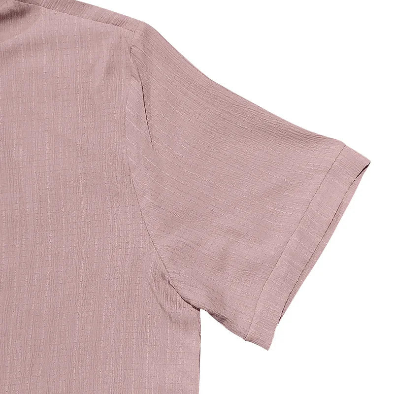 Summer European and American Style Men's Clothing Short Sleeve Cardigan Suit Men's Casual Loose Short Sleeves Shorts Beach Suit