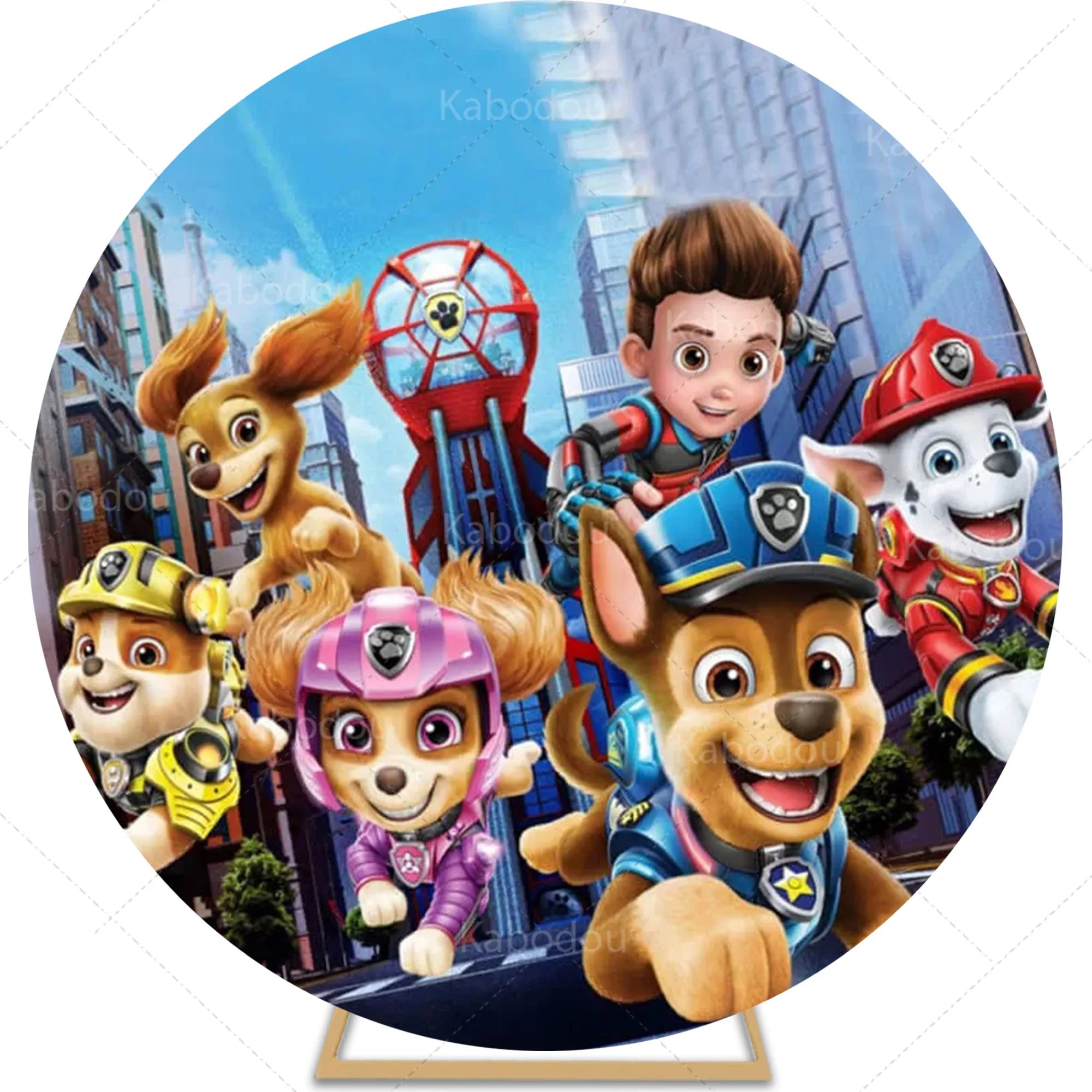 Paw Patrols Round Backdrop Boys for Birthday Party Cartoon Dog Decoration Baby Shower Photography Background Circle Studio Prop