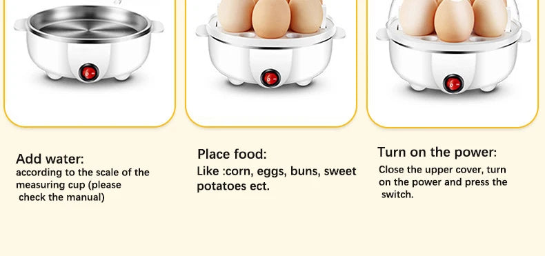 Smart Egg Cooker Electric Egg Boiler Steamer Poacher Compact Mini Kitchen Appliance Perfect for Breakfast and Healthy Meals