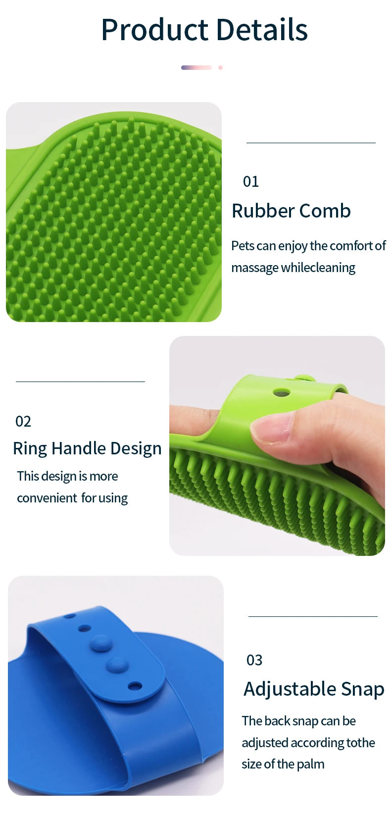 Soft Rubber Dog Brush Comb Cat Bath Brush Rubber Glove Hair Fur Grooming Massage Brush For Dog Cats Pet Bath Supplies