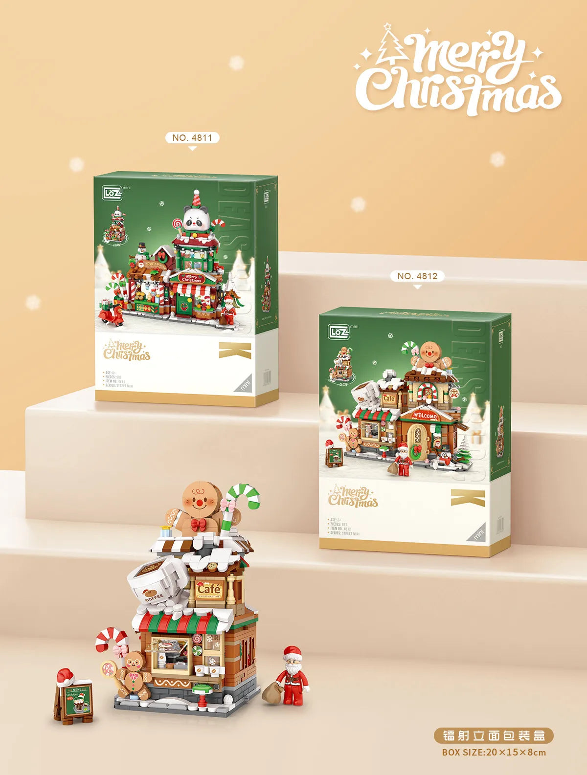 panda Building Blocks  toys  Ice cream Shop Retail Store Architectures model Assembly Toy Christmas Gifts for Adult