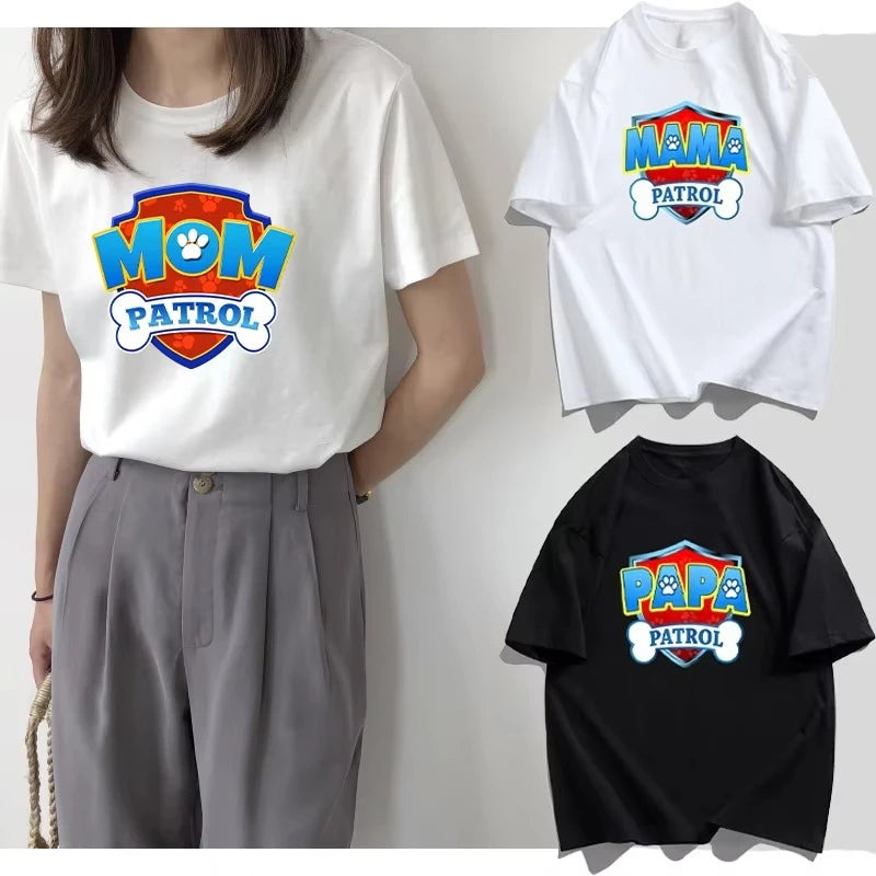 Paw Patrol T-Shirt Mother Harajuku Daily Casuals Clothes Streetwear Father Women Men Family Gifts Autumn and winter innerwear