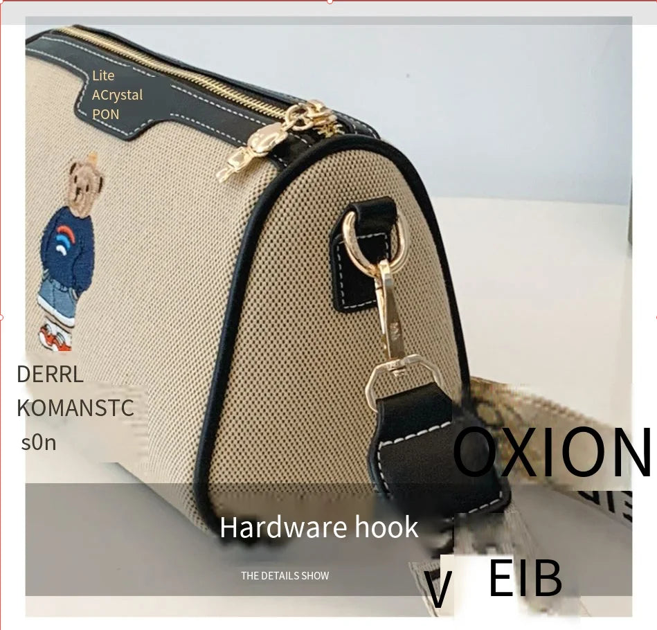 Designer style bag 2025 new model versatile embroidery new cartoon style fashionable little bear crossbody bag casual pillow bag