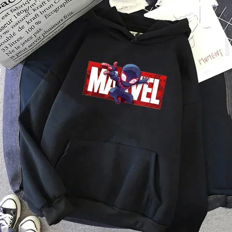 Daily Marvel Printed Men Hoodies Cartoon Hipster Spiderman Creative Fashion Graphic Trendy Autumn Winter Male Sweatshirts