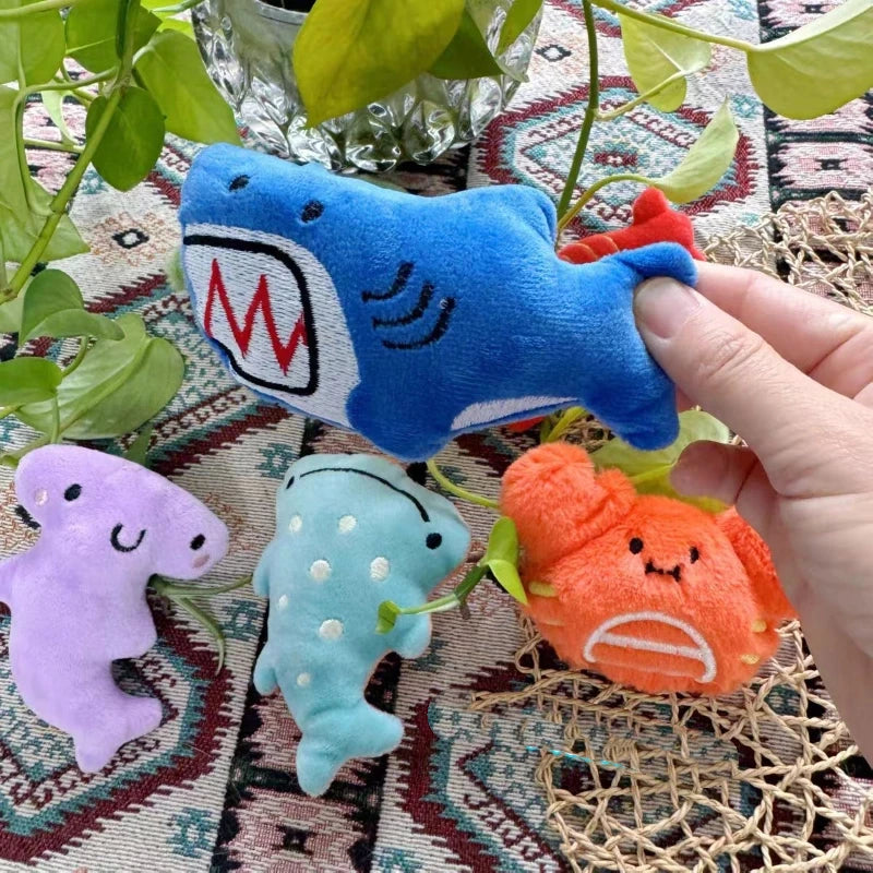 2025 New Cartoon Marine Animal Plush Toy Mini Dog Toy Cute Creative Voice Activated Starfish Turtle Crab Pet Toy Pet Supplies
